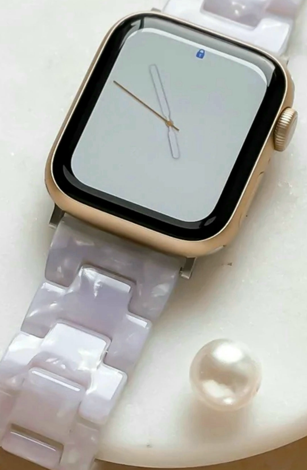 Coconut Lane-Luxury Pearl Apple Resin Watch Strap FREE UK Delivery